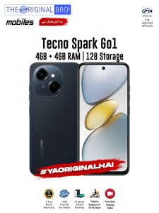 Tecno Spark Go 1 - 4GB RAM - 128GB Storage - PTA Approved - 12 Months Warranty - Black - The Original Bro Mobiles - TOB36